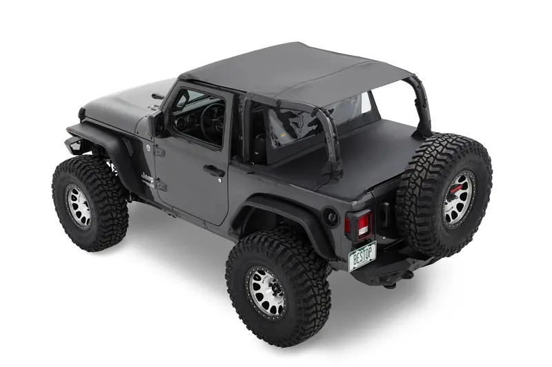 Bestop Header Safari Bikini Top For 2018–2022 Jeep Wrangler Jl 2-Door – Black Diamond Finish 1
